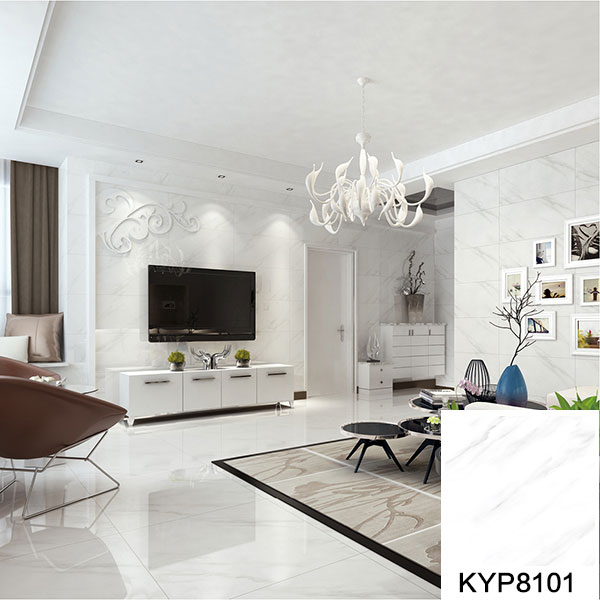 02永利中国大理石瓷砖：爵士白KYP8101铺贴效果图