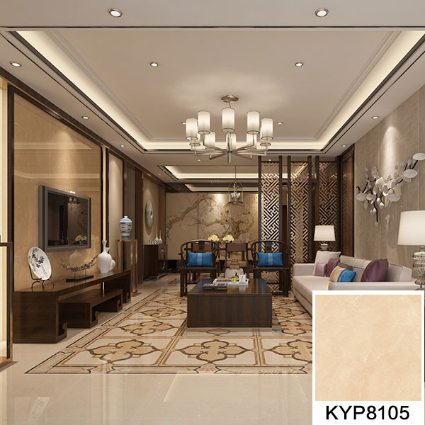 02 永利中国大理石瓷砖：世纪米黄 KYP8105地面铺贴效果图