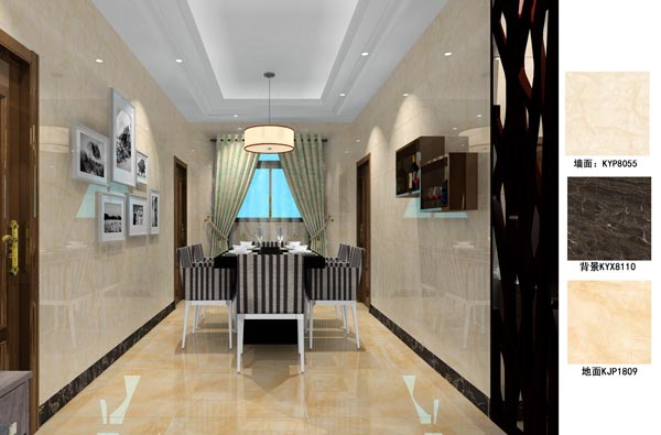 陶瓷一线品牌永利中国瓷砖客餐厅效果图