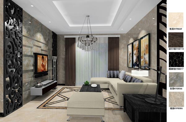 永利中国瓷砖应用效果：徐州开元翡翠湾F户型装修效果鉴赏